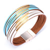 Kirykle metallic conduit Gold Color Leather Bracelets For Women 2022 Boho Multilayer Wide Wrap Bracelet Jewelry