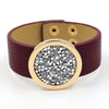Kirykle women bracelet rhinestone Charm Leather Bracelets For Women 2022 Trendy Cuff Wide Wrap Bracelet Female Jewelry