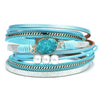 KirykleVintage Stone Crystal Charm Bracelets Bangle For Woman Men Female Handmade Multilayer Leather Wristband Bracele