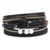 KirykleVintage Stone Crystal Charm Bracelets Bangle For Woman Men Female Handmade Multilayer Leather Wristband Bracele