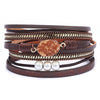 KirykleVintage Stone Crystal Charm Bracelets Bangle For Woman Men Female Handmade Multilayer Leather Wristband Bracele