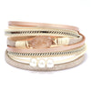 KirykleVintage Stone Crystal Charm Bracelets Bangle For Woman Men Female Handmade Multilayer Leather Wristband Bracele