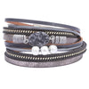 KirykleVintage Stone Crystal Charm Bracelets Bangle For Woman Men Female Handmade Multilayer Leather Wristband Bracele