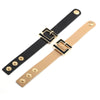 Kiryklle 2022 Bangle Wide Leather Bracelet for Women Black Geometric Metal Bracelet Wrap Charm Jewelry Femme Gift