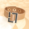 Kiryklle 2022 Bangle Wide Leather Bracelet for Women Black Geometric Metal Bracelet Wrap Charm Jewelry Femme Gift