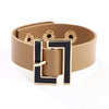 Kiryklle 2022 Bangle Wide Leather Bracelet for Women Black Geometric Metal Bracelet Wrap Charm Jewelry Femme Gift