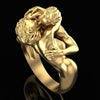 Kissing Lovers Golden Ring Fall In Love For Men Women Couple Ring Adam Eve Bands
