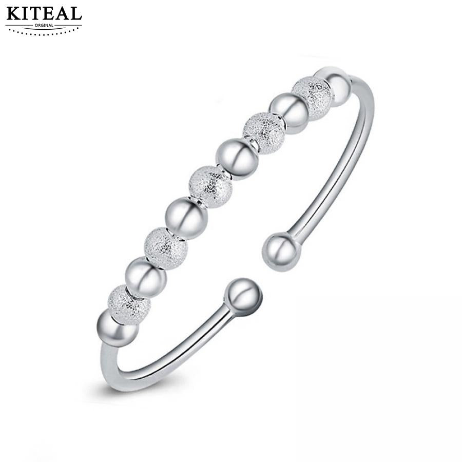 2 colors silver/gold color 9 nine Lucky Beads balls Bracelet Opening Bangle for Women Fashion Fine Jewelry