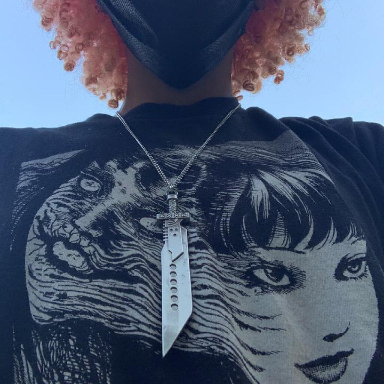 Knife sword pendant necklace inspired from Final Fantasy Claude stainless steel men cool necklace grunge aesthetic jewelry