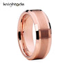 Knightode Rose Gold Women Men Wedding Ring Brushed With Bevel Edges 8mm Polished Tungsten Carbide Ring
