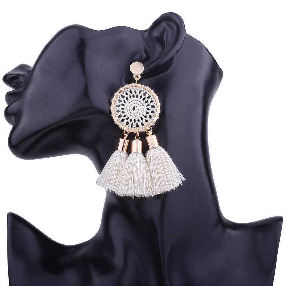 Knitted Mesh Tassel Earring Drop Earrings S925 Pin Bohemia Vintage Jewelry Long Hoop Women's Catkins Fashion Sexy Hand Made 2020
