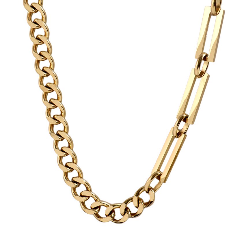 Koaem cuban link chain Necklace Hip-Hop Gold Silver Color Chunky Choker Necklaces Asymmetric Splice Jewelry Party