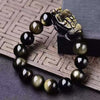 Fine Bright Natural Crystal Obsidian Stone Mythical Wild Animal Bracelet Overlord Male and Female Obsidian Hand String