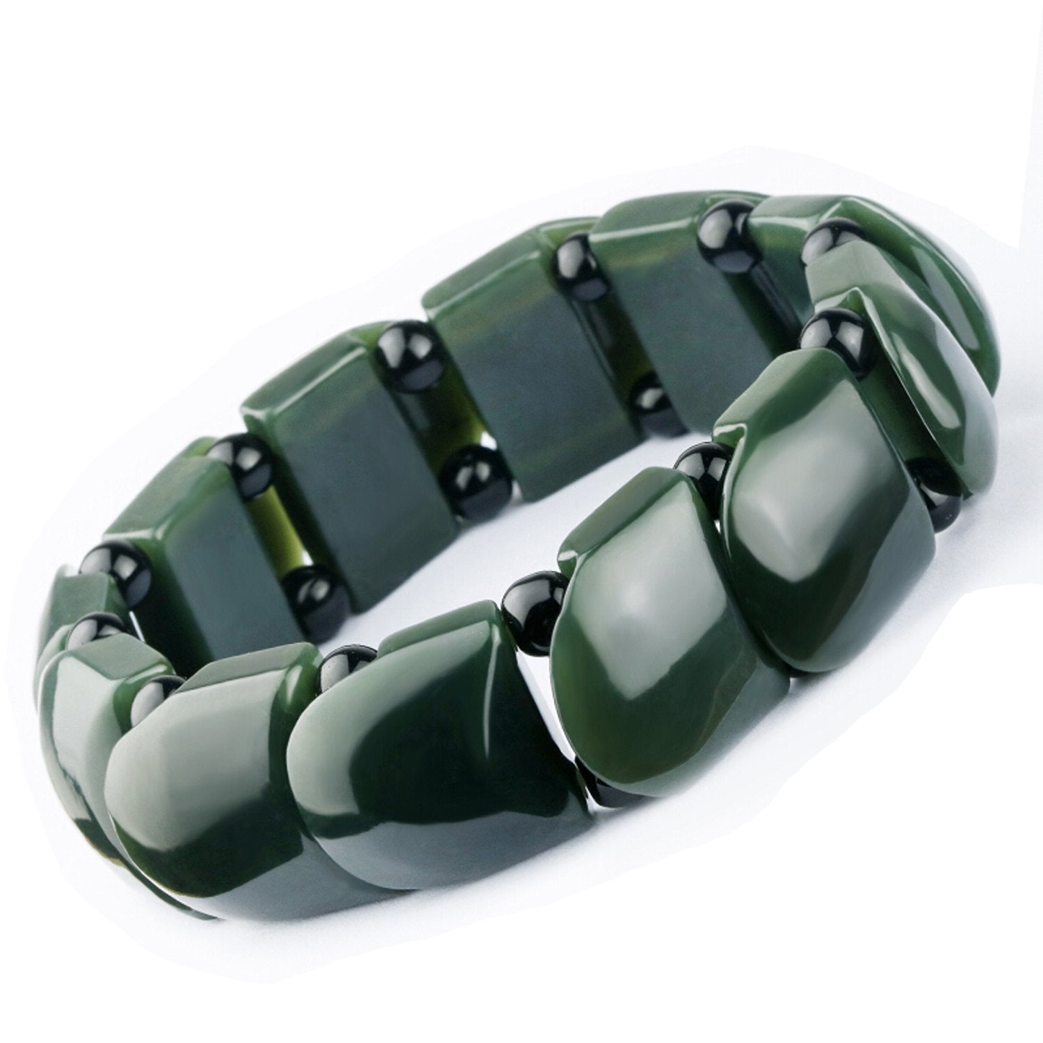 Fine Jewelry 100% Pure Natural Elegant Fashion Green Jade Bracelet Exquisite Polishing