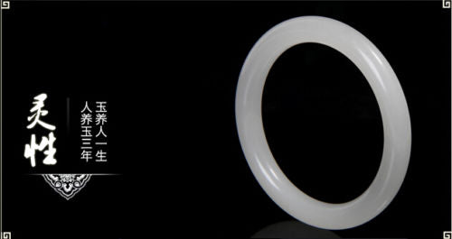 Fine Jewelry 100%natural Fashion Fine Beautiful Hand-carved White Jade Bangle Bracelet