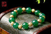Fine Jewelry 12 Mm Natural Ice Chalcedony Green Beads Bracelet Wealth and Auspicious Symb