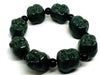 Fine Jewelry 18MM Mens Natural Dark Green Jade Carved Buddha Beaded Bracelet