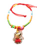 Fine Jewelry 24K Gold Inlaid Hetian Jade Pigs Cartoon Pendants Rainbow Rope Bracelet