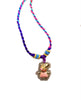 Fine Jewelry 24K Gold Inlaid Hetian Jade Pigs Cartoon Pendants Rainbow RopeNecklace