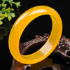 Fine Jewelry 58-62mm Chinese Natural Beautiful Emerald Yellow Nephrite Jade Bangle Bracelet