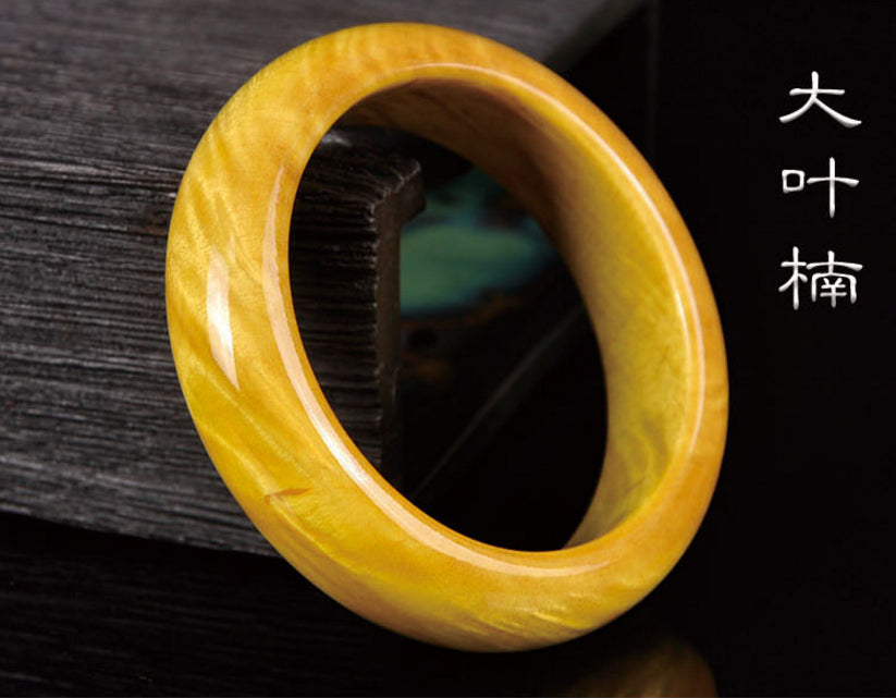 Fine Jewelry 60mm High Grade Wood Bracelet, Natural Big Leaf Nanmu Hand-carved Bracelet