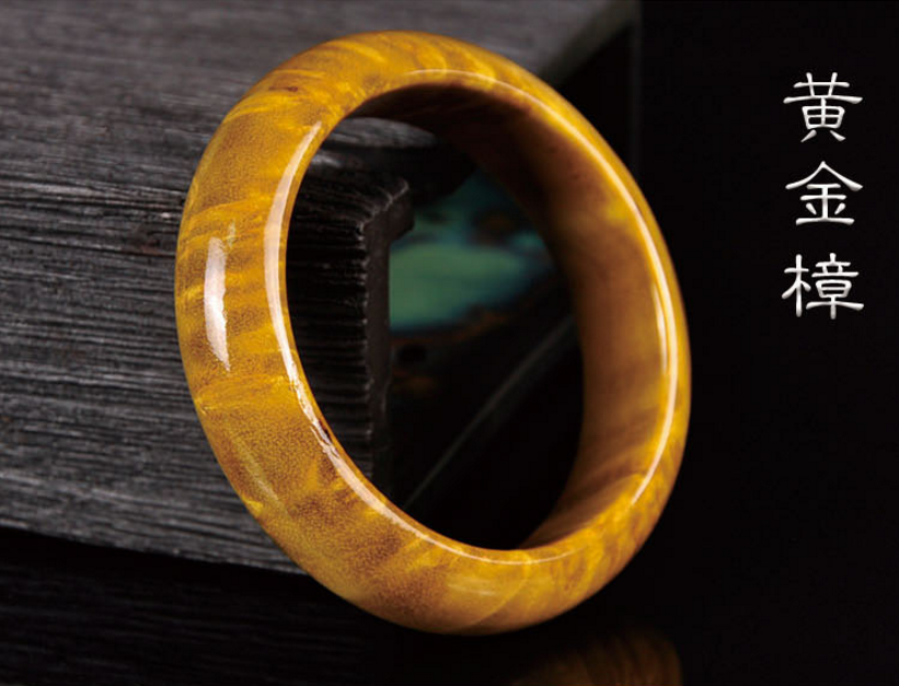 Fine Jewelry 60mm High Grade Wood Bracelet, Natural Gold Camphorwood Hand-carved Bracelet