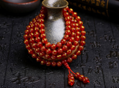 Fine Jewelry 8 Mm Tibetan Red Agate Beads Sculpture Mantra Om Mani Padme Hum Charm Bracelet