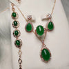Fine Jewelry 925 Silver Inlaid Natural Red Jade Gemstone Pendant Necklace Ring Bracelet Earring Set Gifts
