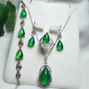 Fine Jewelry 925 Silver Inlaid Natural Red Jade Gemstone Pendant Necklace Ring Bracelet Earring Set Gifts