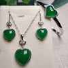 Fine Jewelry 925 Silver Inlaid Natural Red Jade Gemstone Pendant Necklace Ring Bracelet Earring Set Gifts
