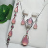 Fine Jewelry 925 Silver Inlaid Natural Red Jade Gemstone Pendant Necklace Ring Bracelet Earring Set Gifts