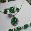 Fine Jewelry 925 Silver Inlaid Natural Red Jade Gemstone Pendant Necklace Ring Bracelet Earring Set Gifts