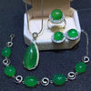 Fine Jewelry 925 Silver Inlaid Natural Red Jade Gemstone Pendant Necklace Ring Bracelet Earring Set Gifts