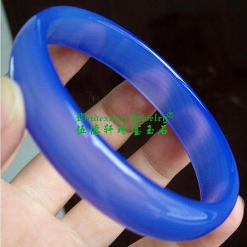 Fine Jewelry Beautiful Fashion 100%Natural Primary blue Agate Chalcedony Bracelet
