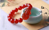 Fine Jewelry CHINESE Red Jade PIXIU Round Gemstone Beads Stretchable Feng Shui Bracelet
