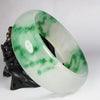 Fine Jewelry Certified Natural Beautiful White Green Jade Bangle Bracelet Handmade