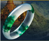 Fine Jewelry Certified Natural Beautiful White Green Jade Bangle Bracelet Handmade