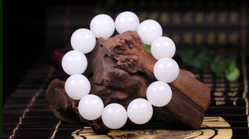 Fine Jewelry China Fashion Natural White Jade Manual Grinding Beads Bracelet Elastic Bracelet
