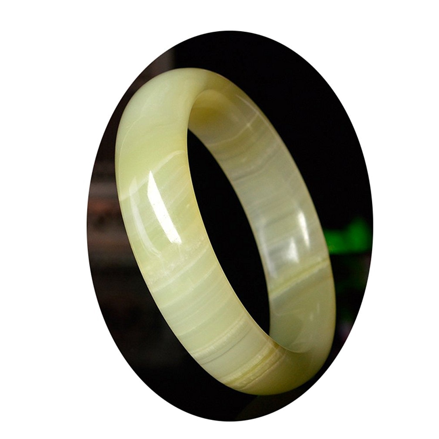 Fine Jewelry Elegant Fashion Boutique Afghan White Jade Bracelet Bangle Hand Catenary 58MM-62MM
