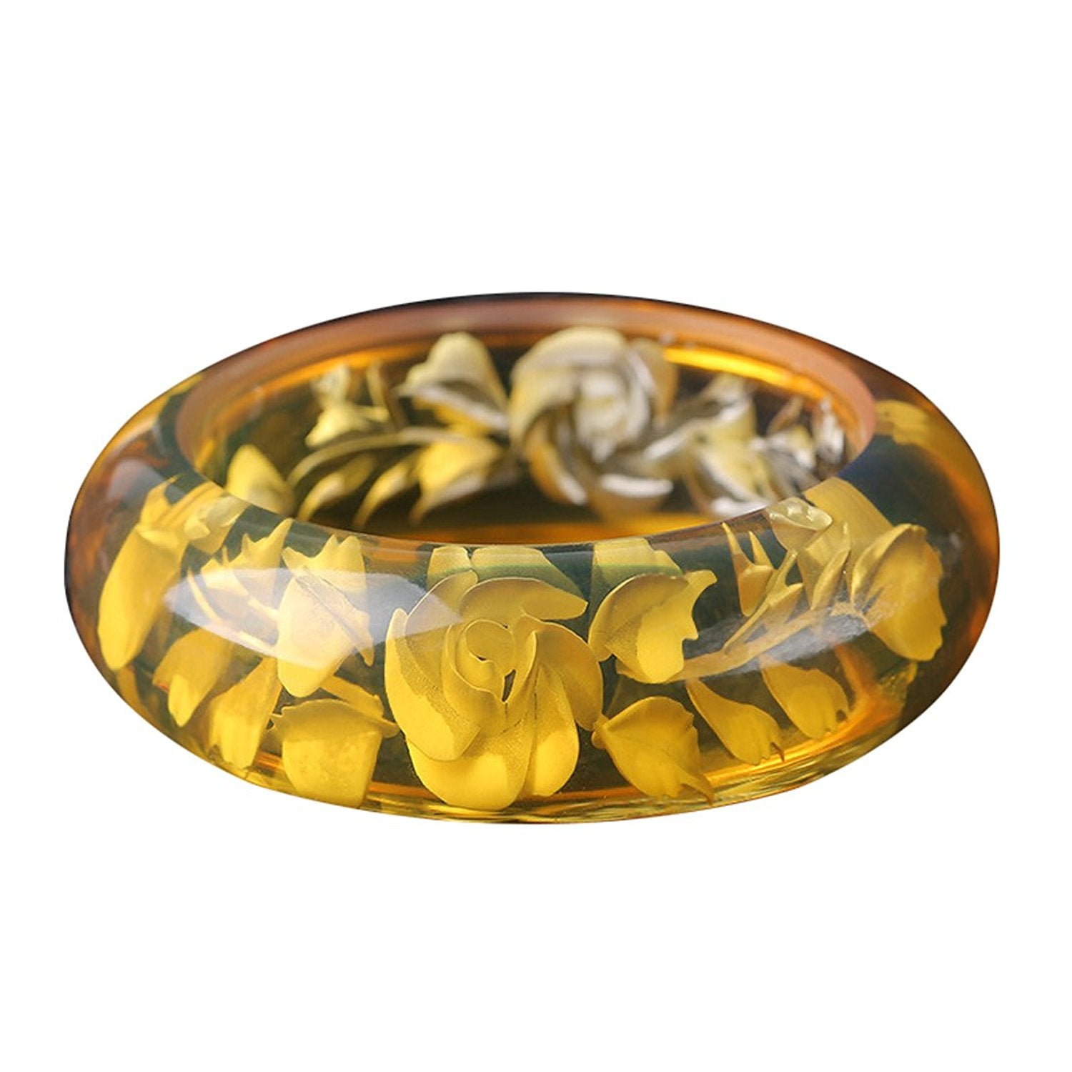 Fine Jewelry Elegant Fashion Boutique Yellow Beeswax Bracelet Bangle Hand Catenary Hand Carved Flower