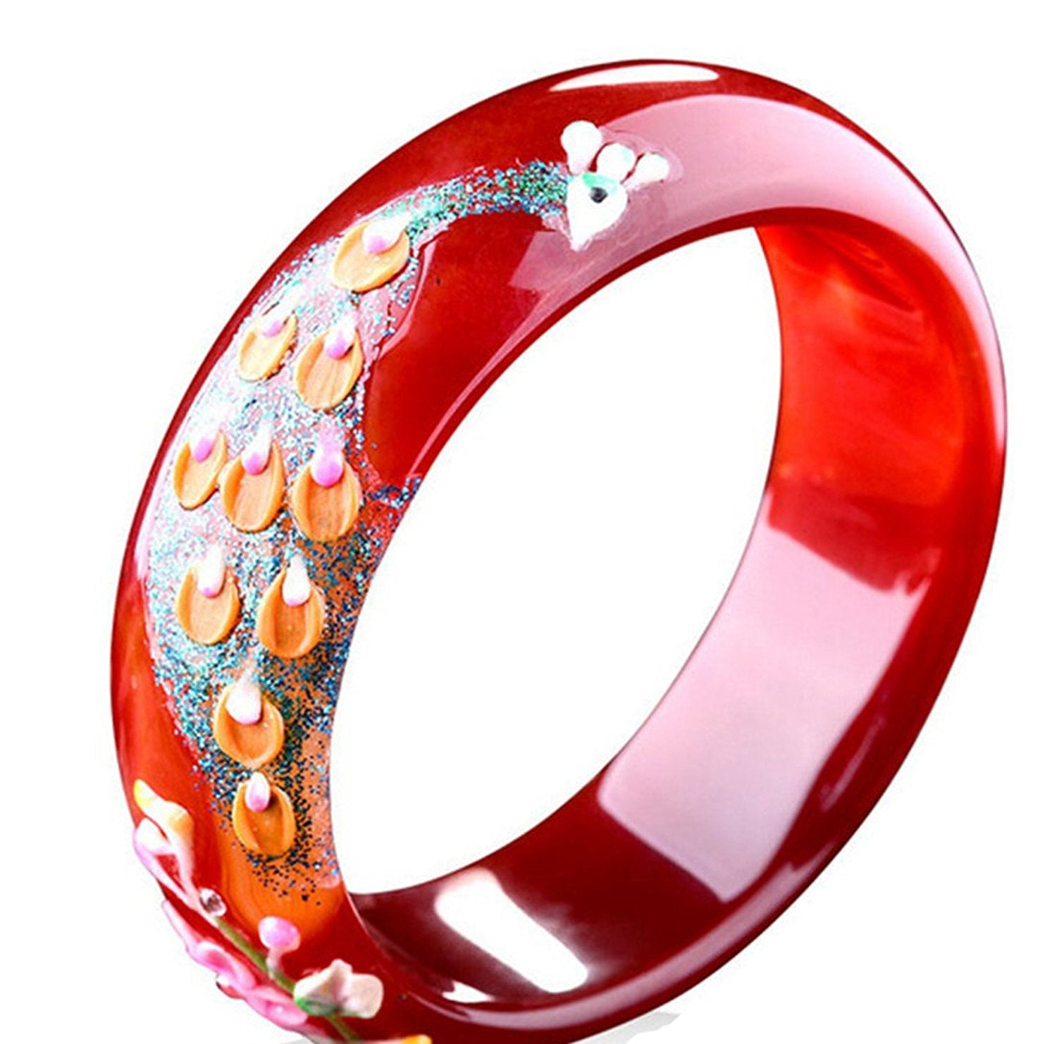 Fine Jewelry Fine Natural Bracelet Manual Painted Red Agate Bangle Hand Catenary Elegant Fashion