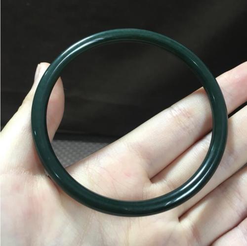 Fine Jewelry NATURE GRADE A BEAUTIFUL DARK GREEN HeTian JADE BRACELET BANGLE