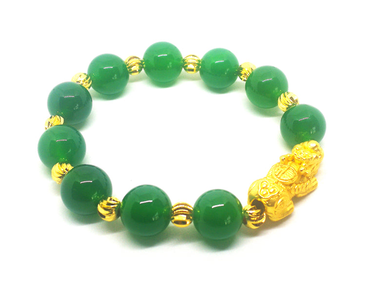 Fine Jewelry Natural Emerald Jade Bead 999 Thousand Gold Beads Bracelet