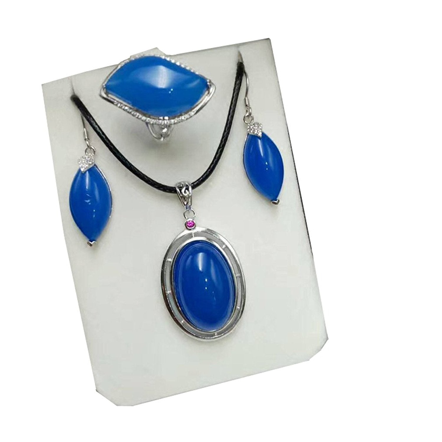 Fine Jewelry Pure Natural Exquisite Fashion Halcedony Finger Ring Pendant Earring Exquisite Jewelry