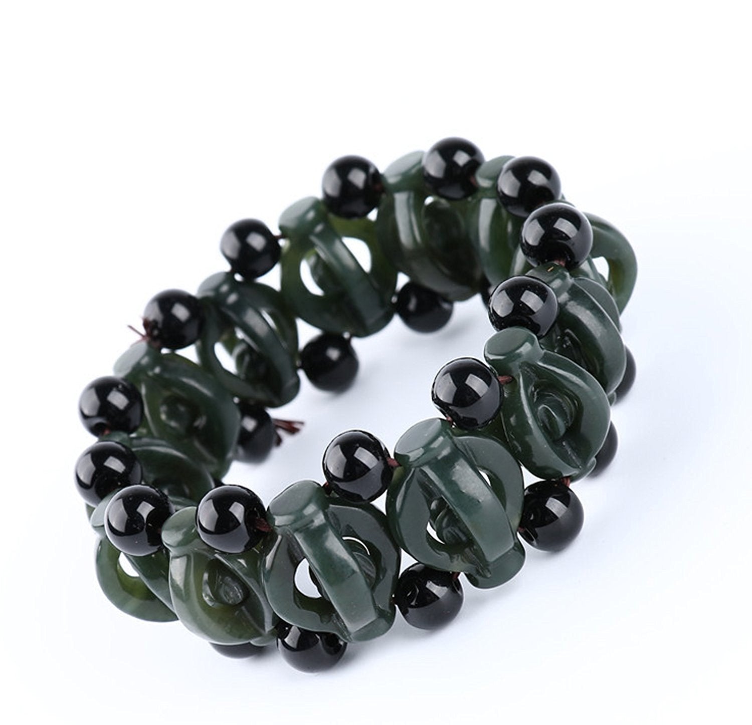 Fine Jewelry Pure Natural Green Jade Hand Carved Female Male Bracelet Bangle Hand Catenary Elegant Generous