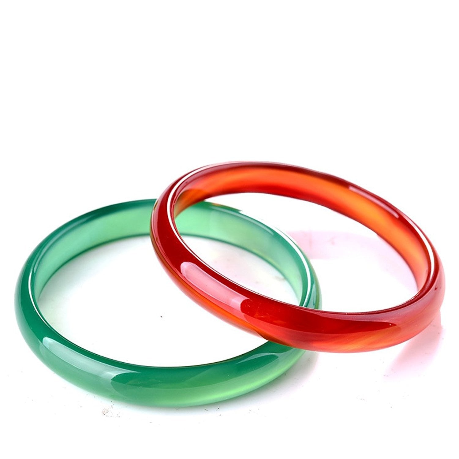 Fine Jewelry Two Only Fashion Narrow Strip Red Green Agate Bangle Bracelet Hand Catenary