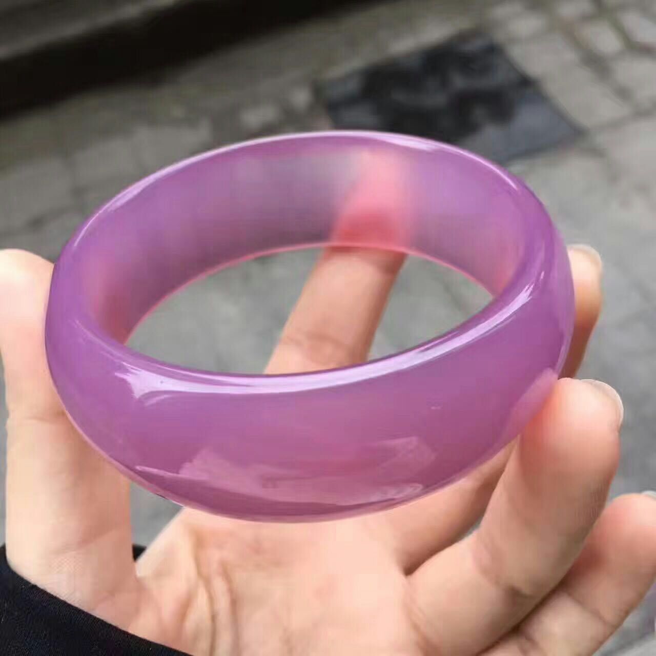 Fine Jewelry Unique Beautiful Pink Agate Chalcedony Manually Polish Bracelet 56mm ~ 62 Mm