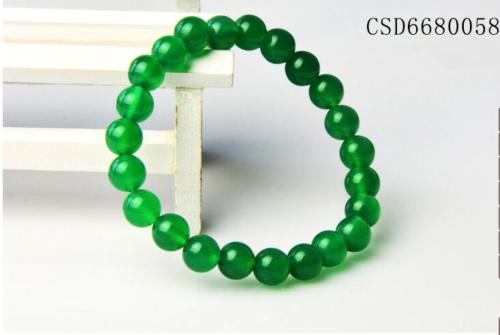 Fine Jewelry Women Stone AAA Natural Green Agate Gemstone Round Beads Stretch Bracelet 8 Mm