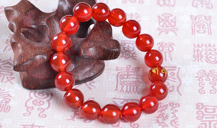 Fine Jewelry Women Stone AAA Natural Red Agate Gemstone Round Beads Stretch Bracelet 10mm