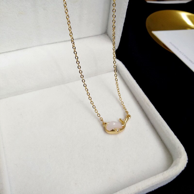 Korea Cute Whale Necklace for Women 2021 and Elegant Short Clavicle Chain Animal Jewelry Girl Party Birthday Necklace